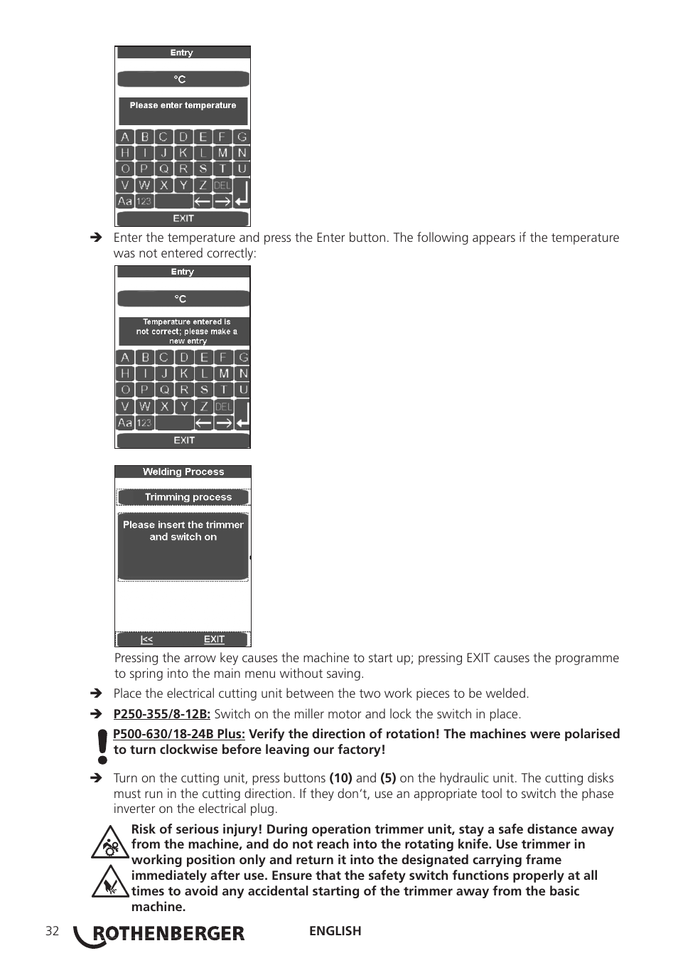 ROTHENBERGER ROWELD P250-630B Plus Premium User Manual | Page 34 / 368