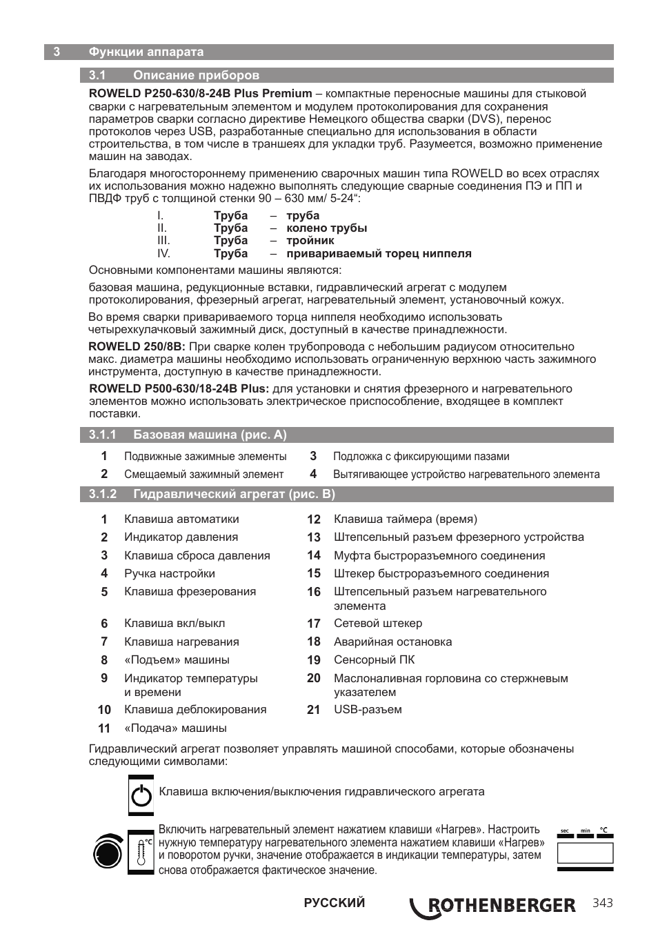 ROTHENBERGER ROWELD P250-630B Plus Premium User Manual | Page 345 / 368