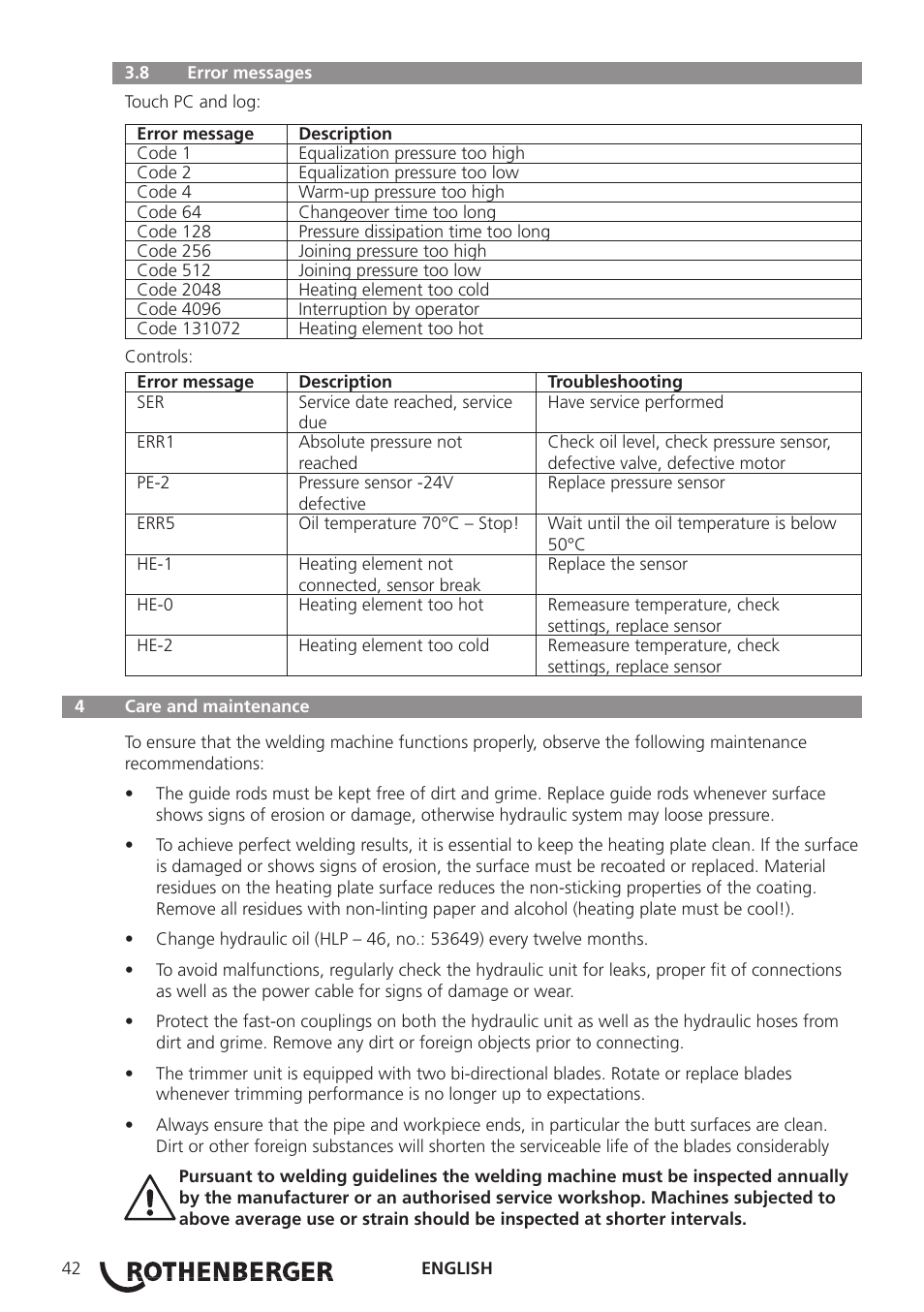 ROTHENBERGER ROWELD P250-630B Plus Premium User Manual | Page 44 / 368