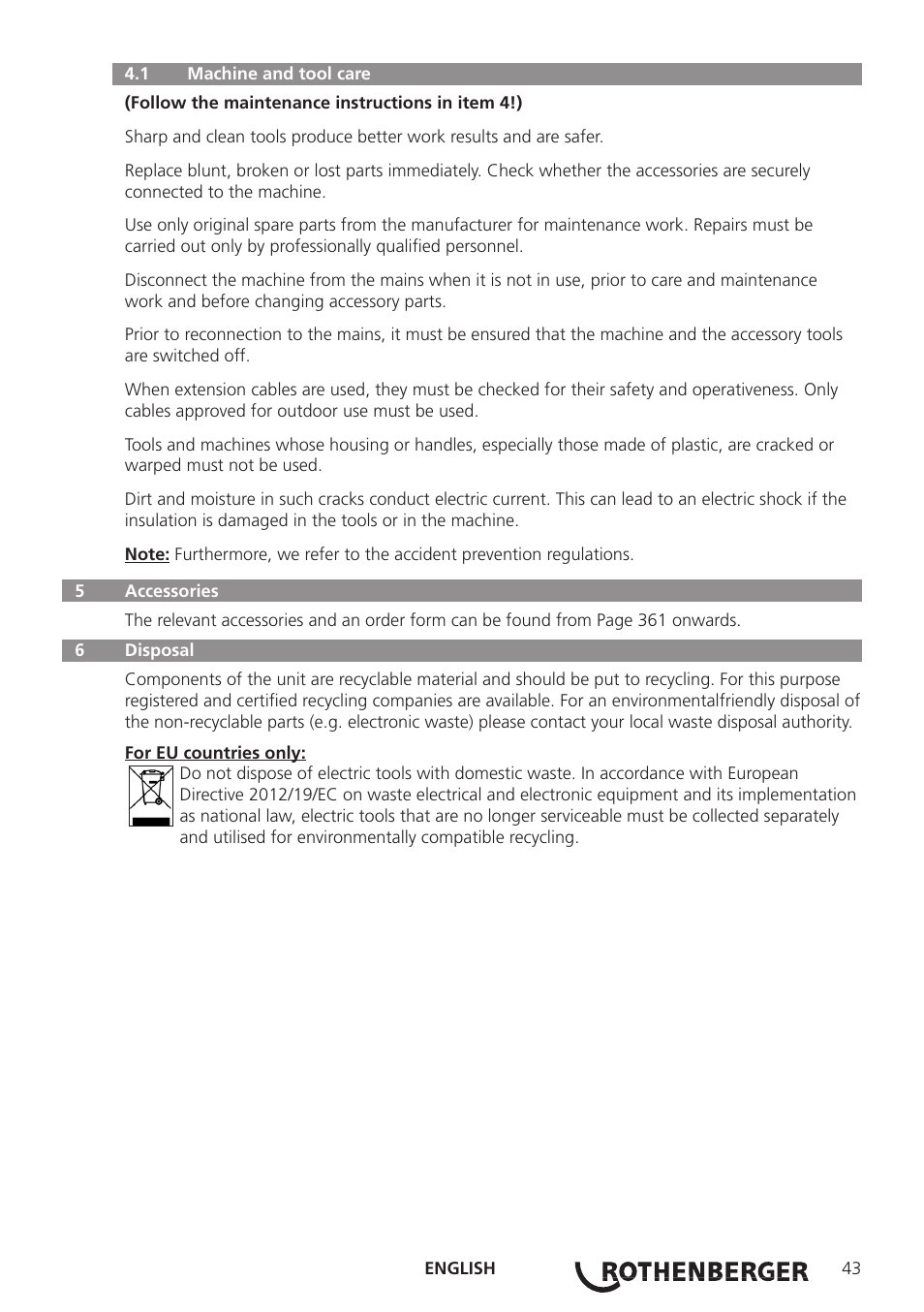 ROTHENBERGER ROWELD P250-630B Plus Premium User Manual | Page 45 / 368