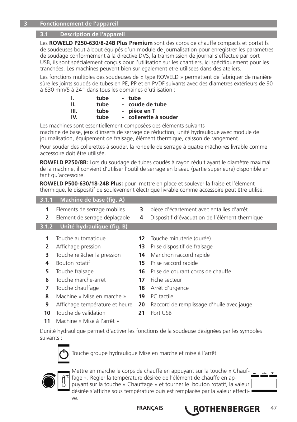 ROTHENBERGER ROWELD P250-630B Plus Premium User Manual | Page 49 / 368