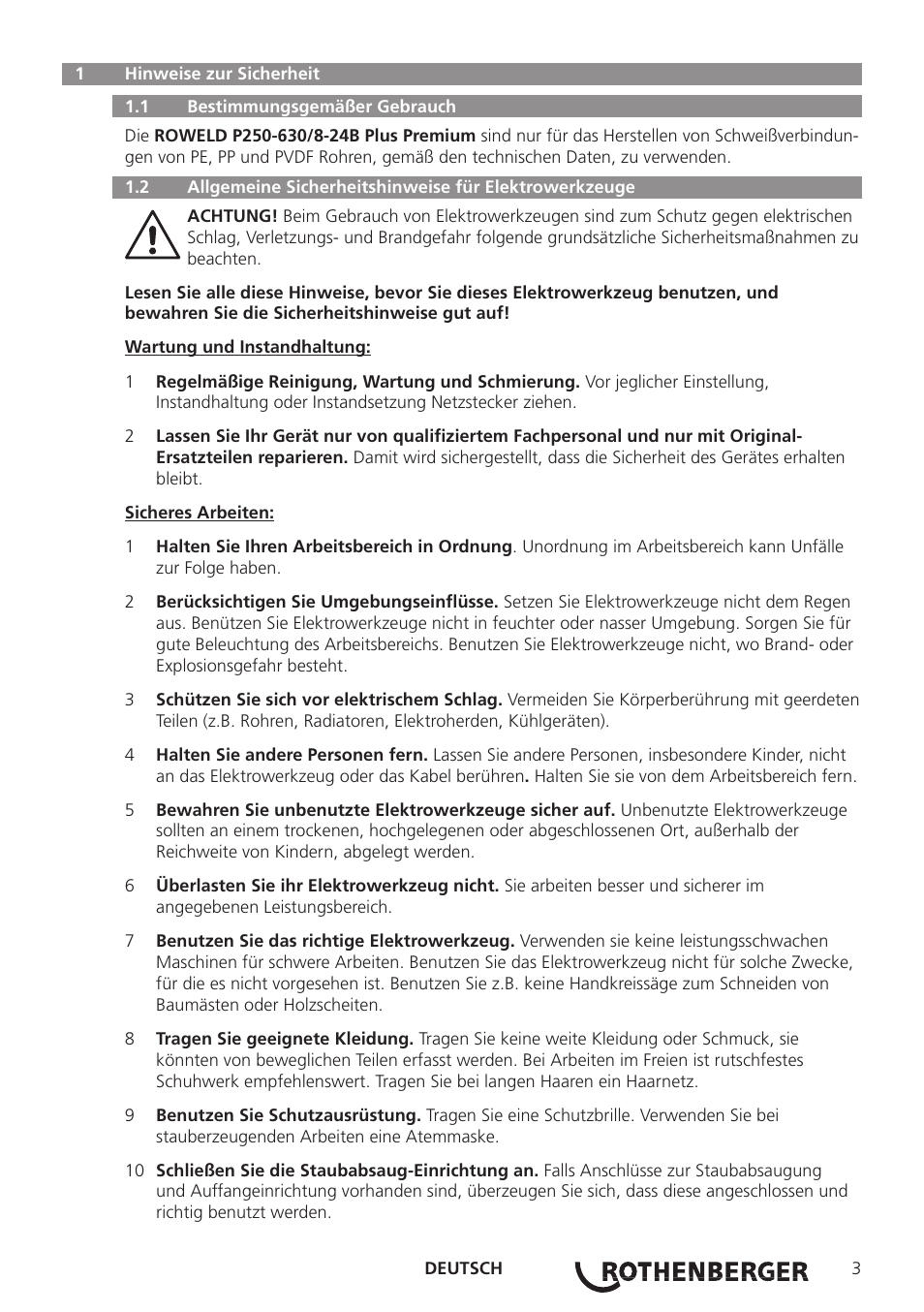 ROTHENBERGER ROWELD P250-630B Plus Premium User Manual | Page 5 / 368