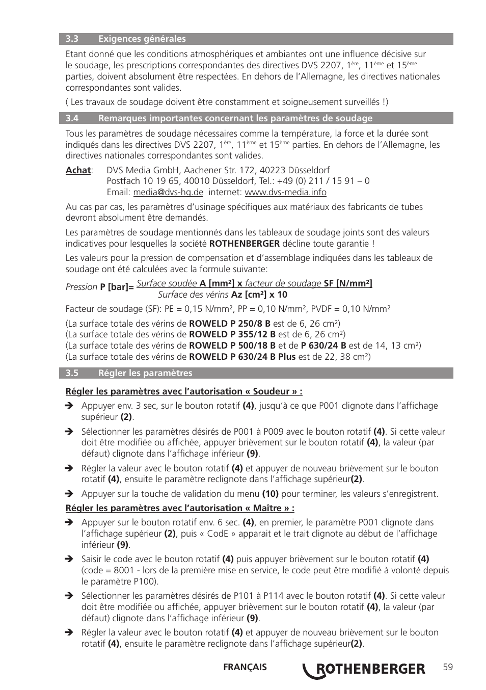 ROTHENBERGER ROWELD P250-630B Plus Premium User Manual | Page 61 / 368