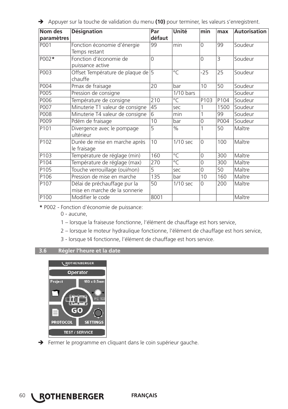 ROTHENBERGER ROWELD P250-630B Plus Premium User Manual | Page 62 / 368