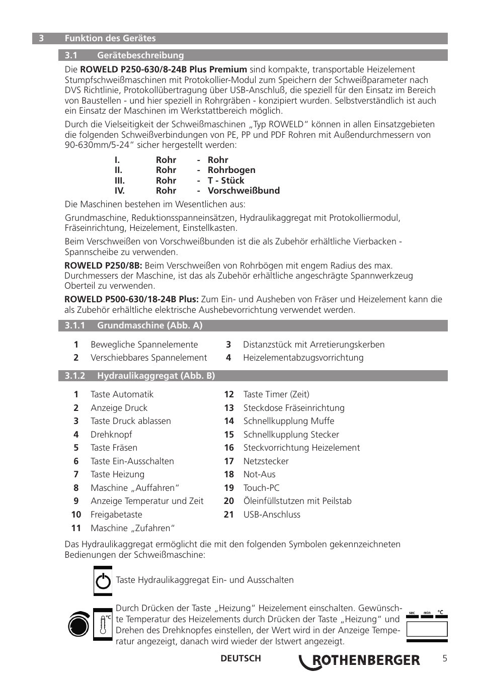 ROTHENBERGER ROWELD P250-630B Plus Premium User Manual | Page 7 / 368