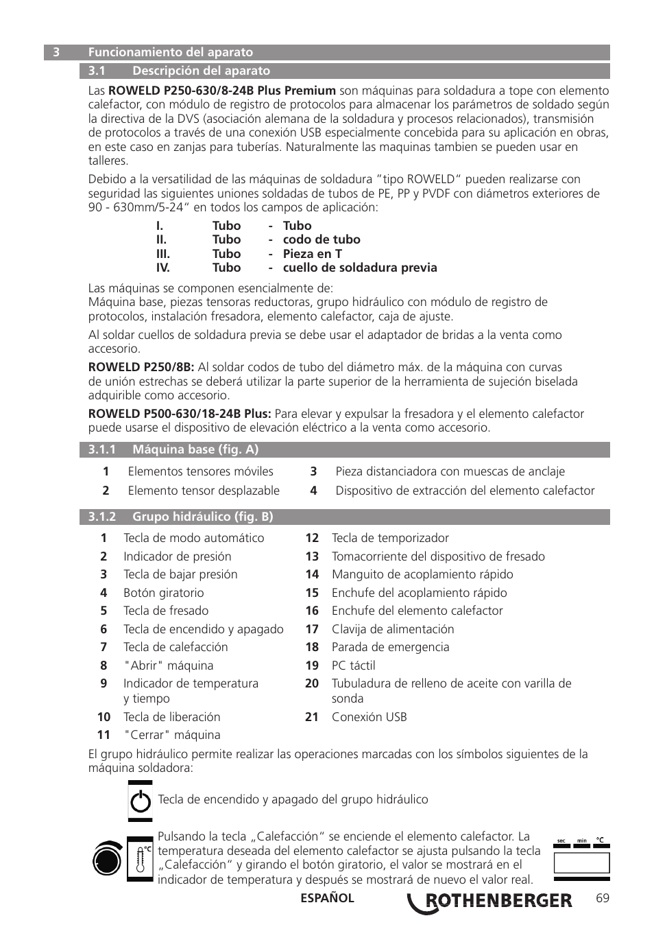 ROTHENBERGER ROWELD P250-630B Plus Premium User Manual | Page 71 / 368