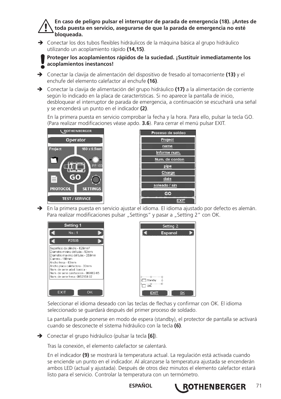 ROTHENBERGER ROWELD P250-630B Plus Premium User Manual | Page 73 / 368