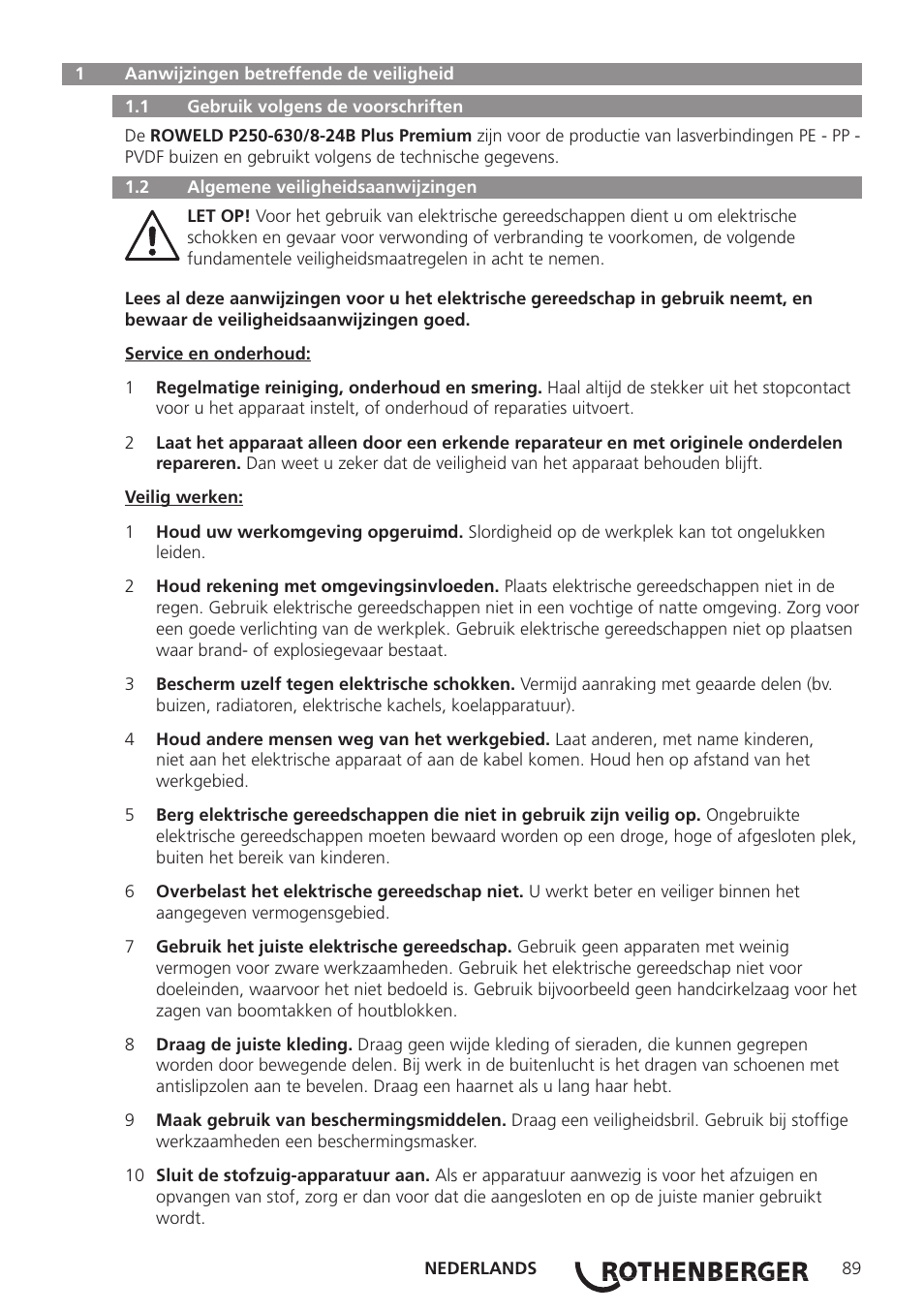 ROTHENBERGER ROWELD P250-630B Plus Premium User Manual | Page 91 / 368