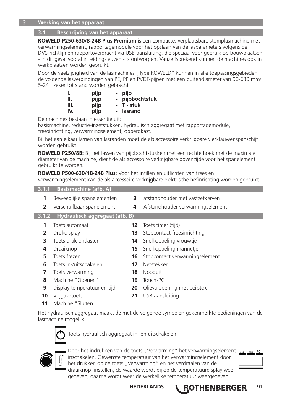 ROTHENBERGER ROWELD P250-630B Plus Premium User Manual | Page 93 / 368