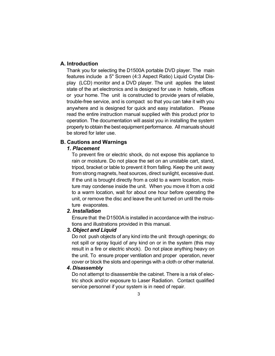 Audiovox D1500A User Manual | Page 3 / 33