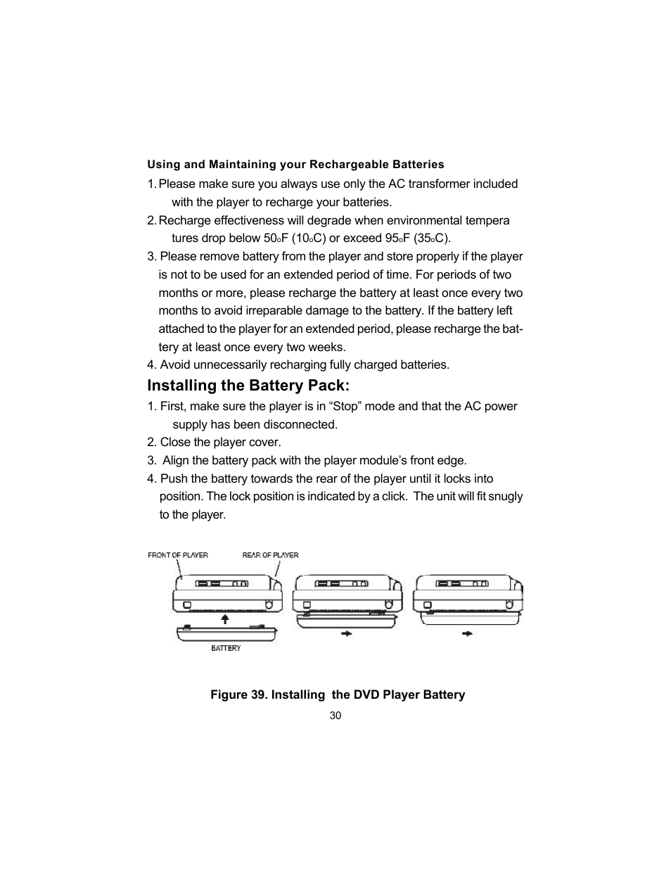 Installing the battery pack | Audiovox D1500A User Manual | Page 30 / 33