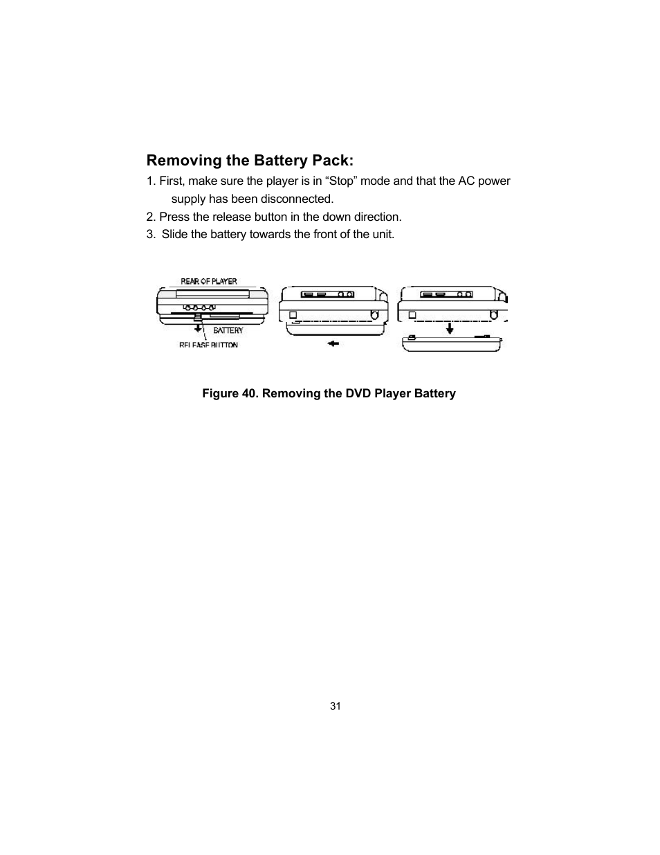 Removing the battery pack | Audiovox D1500A User Manual | Page 31 / 33