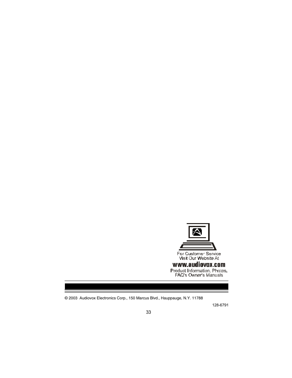 Audiovox D1500A User Manual | Page 33 / 33