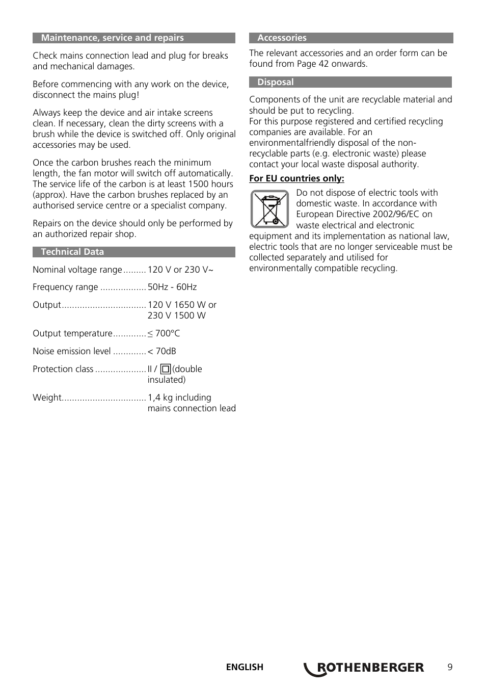 ROTHENBERGER ROWELD Quick S komplett User Manual | Page 11 / 48