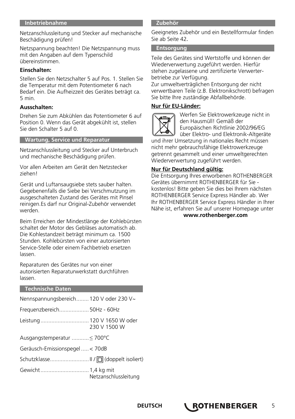 ROTHENBERGER ROWELD Quick S komplett User Manual | Page 7 / 48