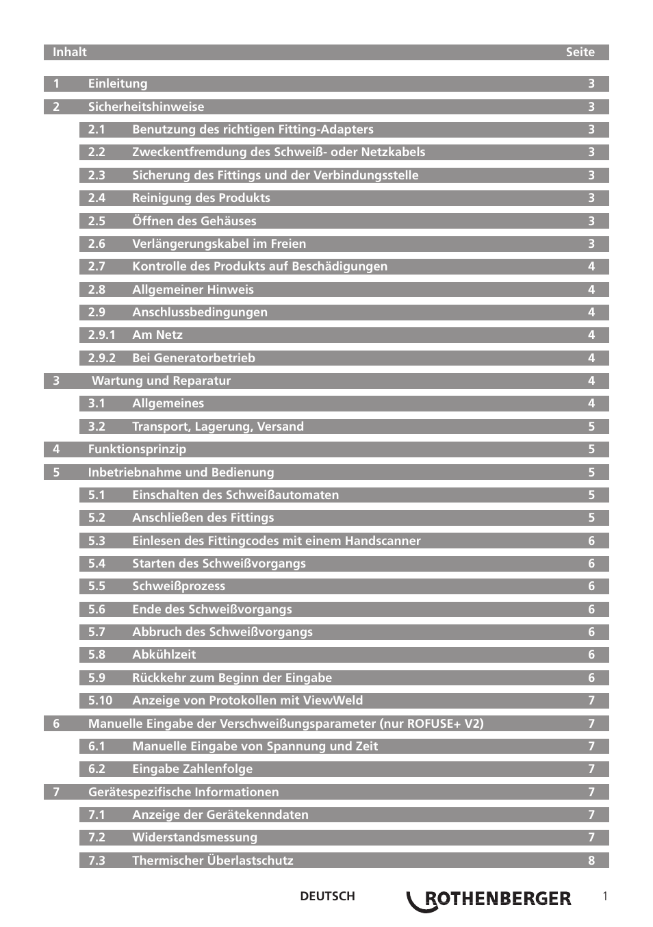 ROTHENBERGER ROWELD ROFUSE Plus V2.0 User Manual | Page 3 / 60