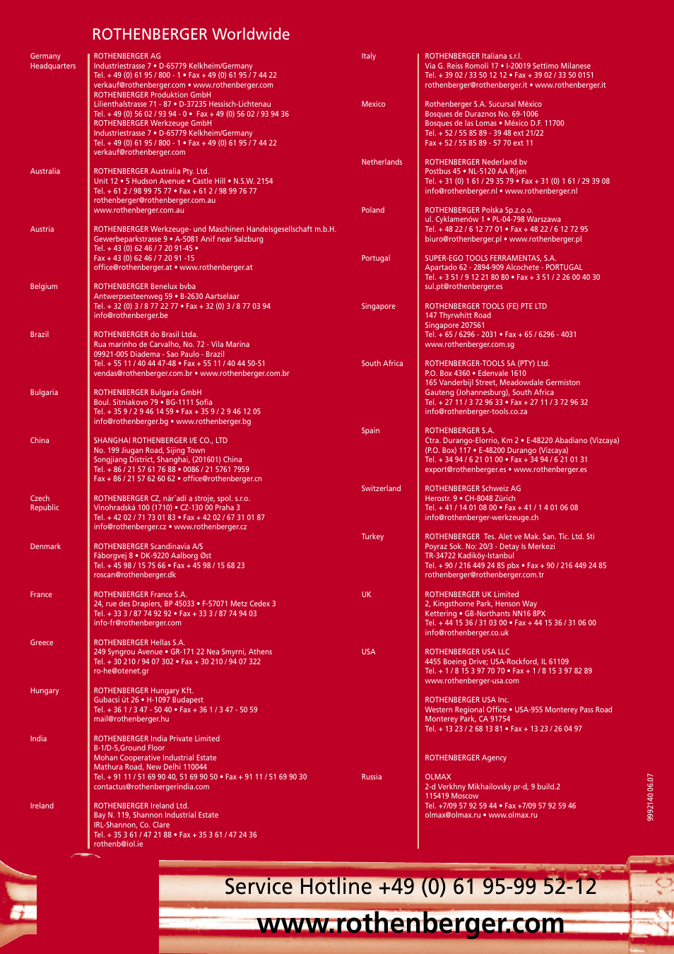 Rothenberger worldwide | ROTHENBERGER Drehmomentgabelschlüssel-Satz, 7-teilig User Manual | Page 12 / 12