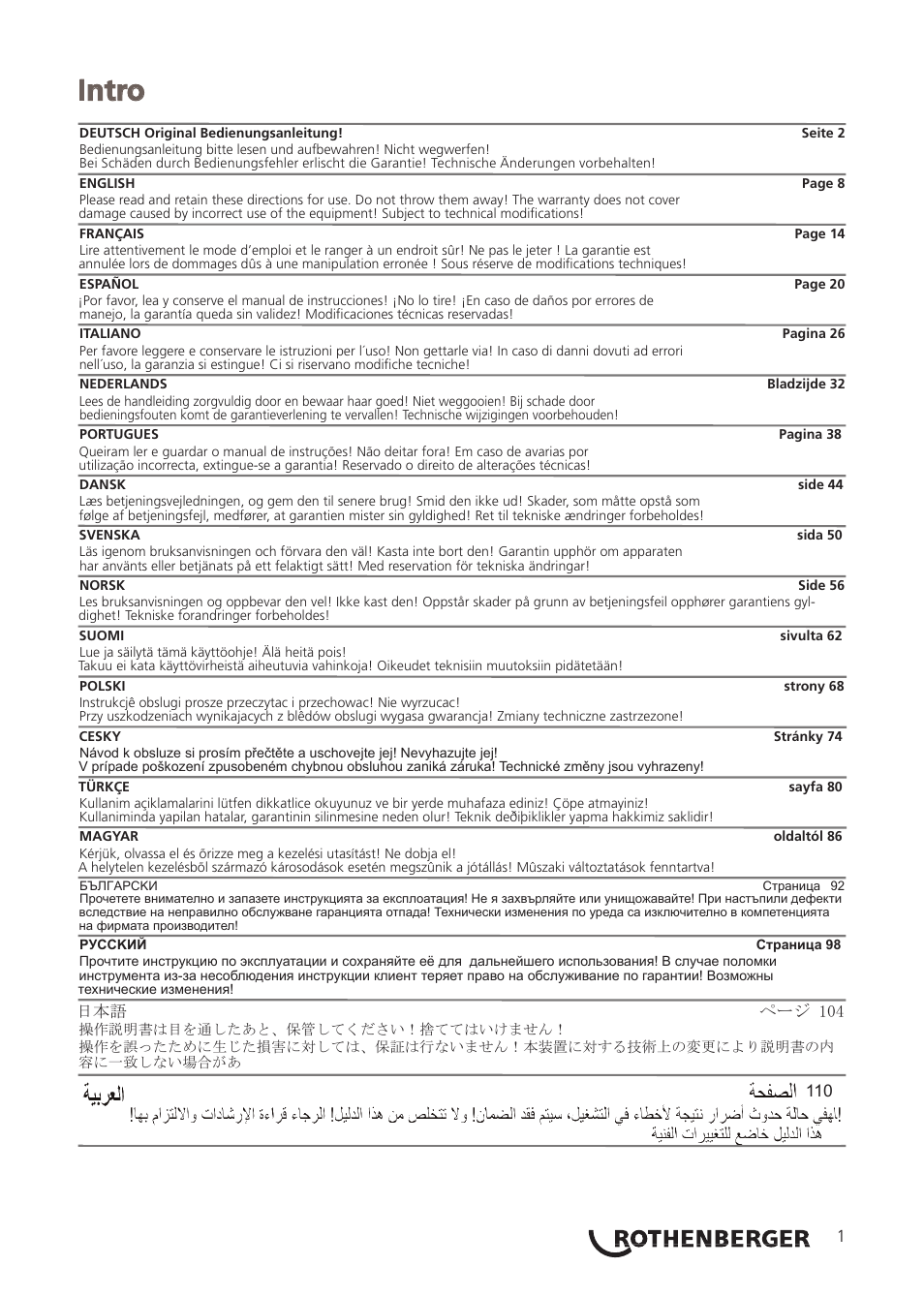 Intro | ROTHENBERGER Red Box User Manual | Page 5 / 120