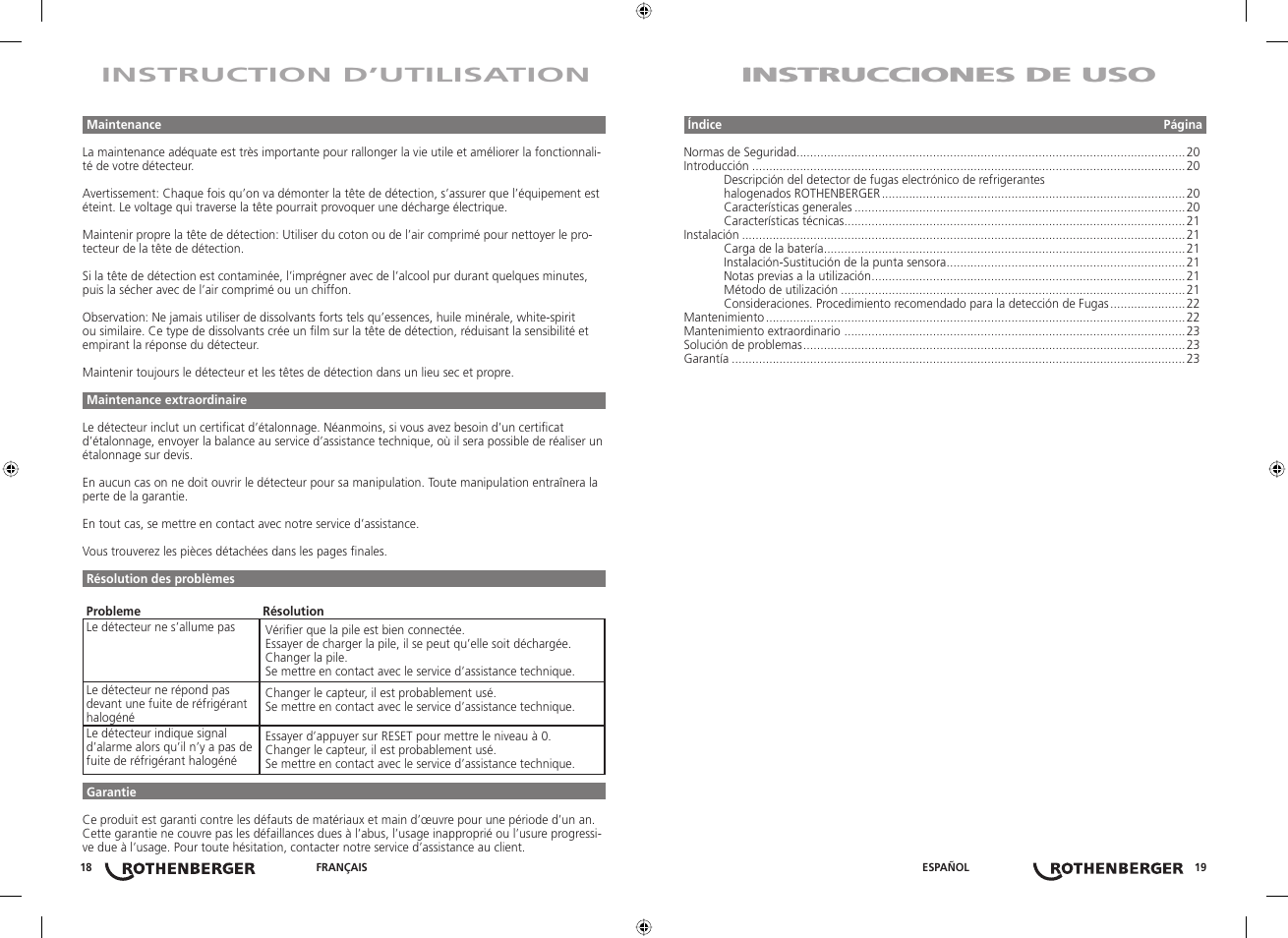 Instruction d’utilisation, Instrucciones de uso | ROTHENBERGER RO-LEAK User Manual | Page 10 / 21