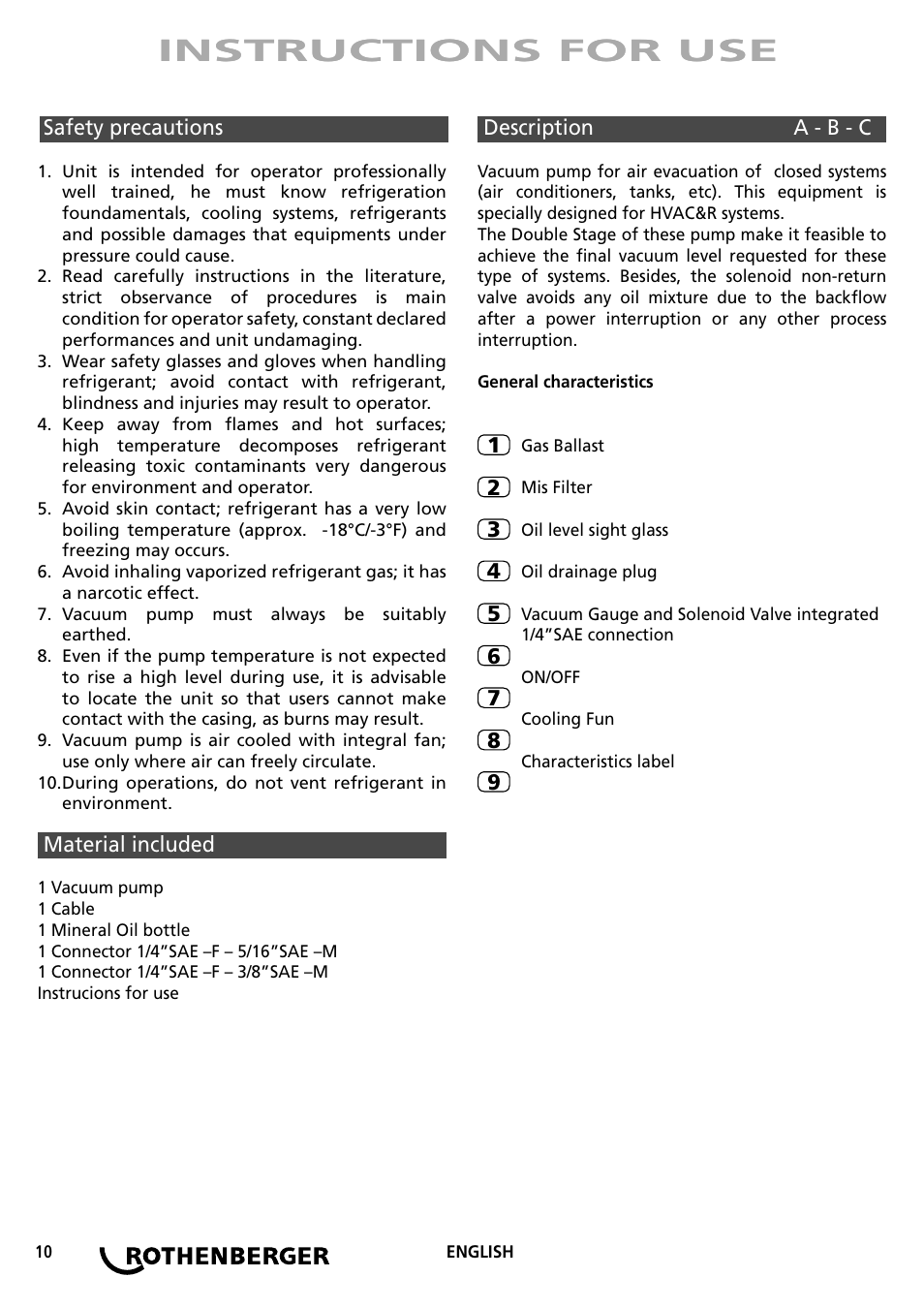 Instructions for use | ROTHENBERGER ROAIRVAC User Manual | Page 10 / 44