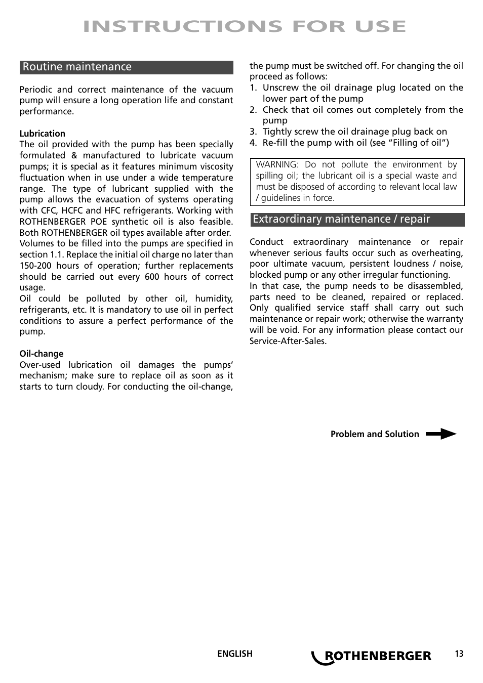 Instructions for use | ROTHENBERGER ROAIRVAC User Manual | Page 13 / 44