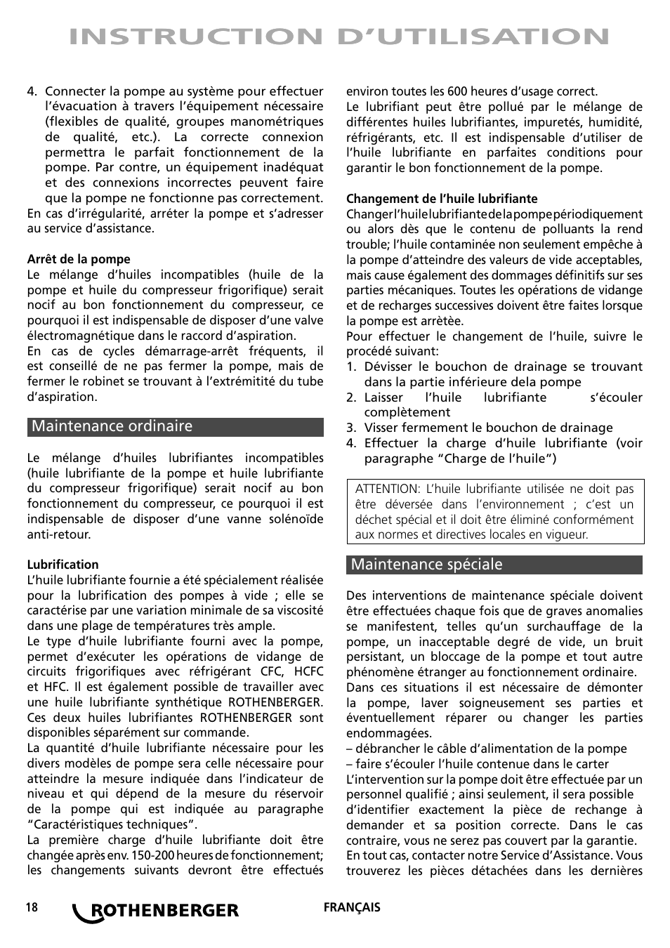 Instruction d’utilisation | ROTHENBERGER ROAIRVAC User Manual | Page 18 / 44