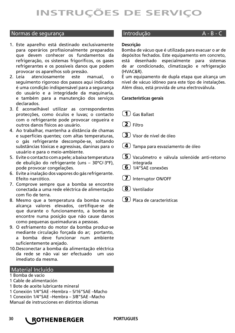 Instruções de serviço | ROTHENBERGER ROAIRVAC User Manual | Page 30 / 44