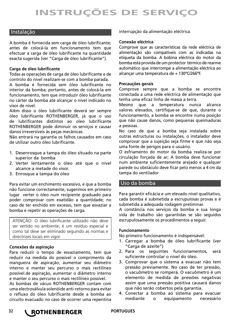 Instruções de serviço | ROTHENBERGER ROAIRVAC User Manual | Page 32 / 44