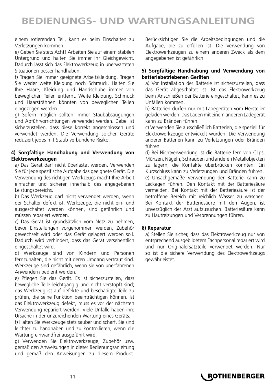 Bedienungs- und wartungsanleitung | ROTHENBERGER ROKLIMA MULTI 4F User Manual | Page 11 / 80