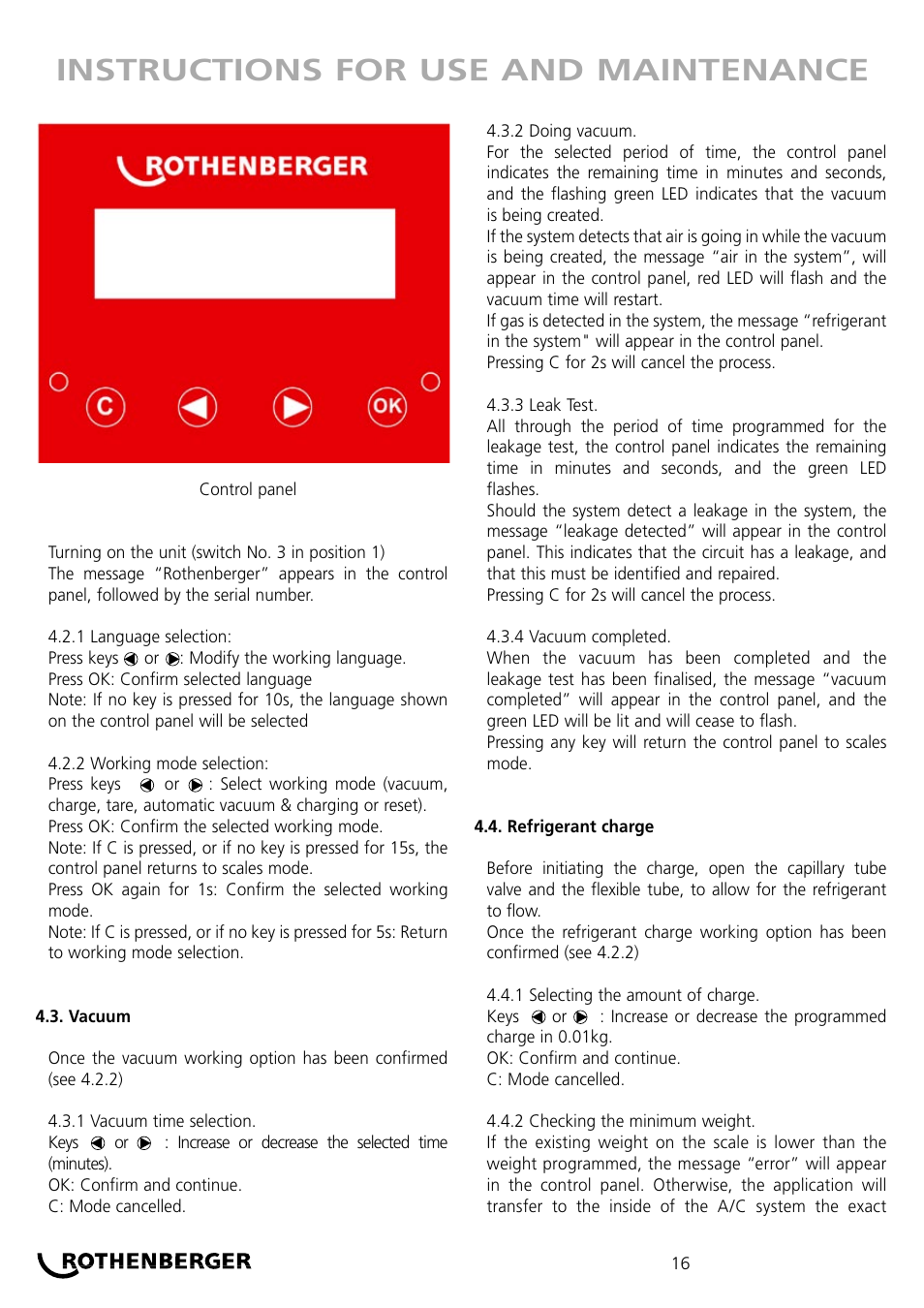 Instructions for use and maintenance | ROTHENBERGER ROKLIMA MULTI 4F User Manual | Page 16 / 80