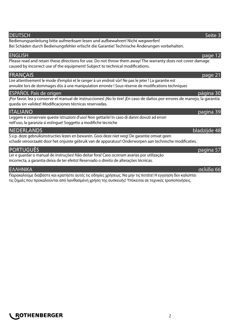 ROTHENBERGER ROKLIMA MULTI 4F User Manual | Page 2 / 80