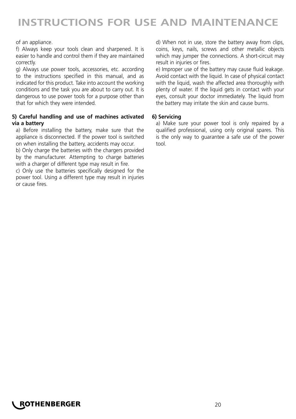 Instructions for use and maintenance | ROTHENBERGER ROKLIMA MULTI 4F User Manual | Page 20 / 80