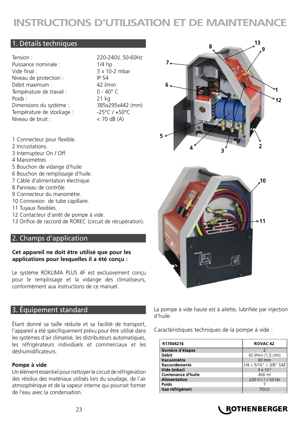 Instructions d'utilisation et de maintenance | ROTHENBERGER ROKLIMA MULTI 4F User Manual | Page 23 / 80