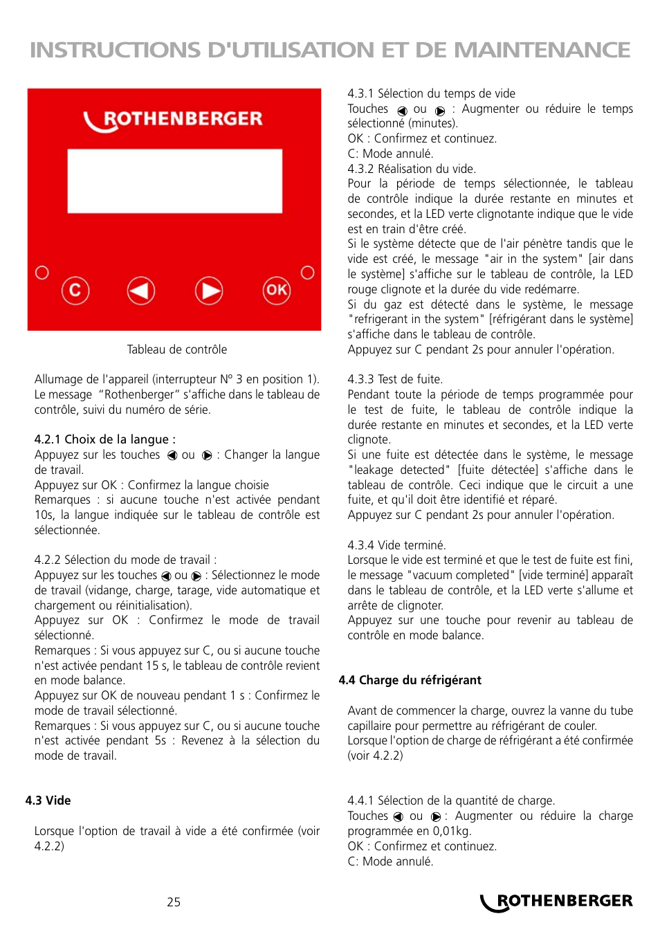 Instructions d'utilisation et de maintenance | ROTHENBERGER ROKLIMA MULTI 4F User Manual | Page 25 / 80