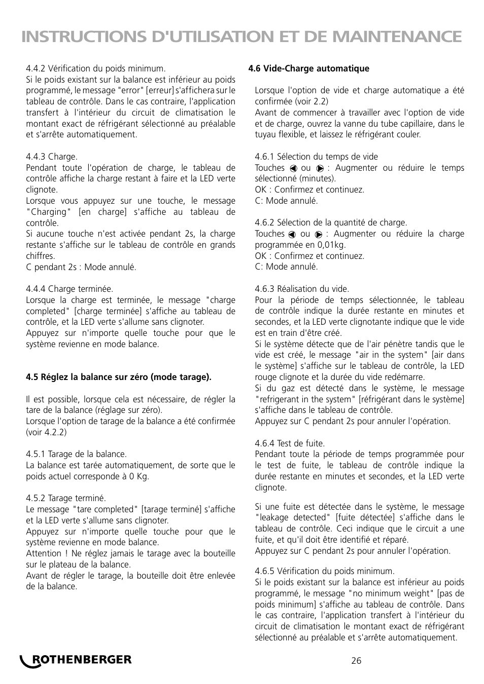 Instructions d'utilisation et de maintenance | ROTHENBERGER ROKLIMA MULTI 4F User Manual | Page 26 / 80