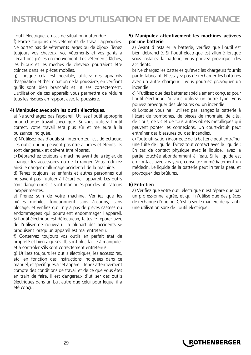 Instructions d'utilisation et de maintenance | ROTHENBERGER ROKLIMA MULTI 4F User Manual | Page 29 / 80