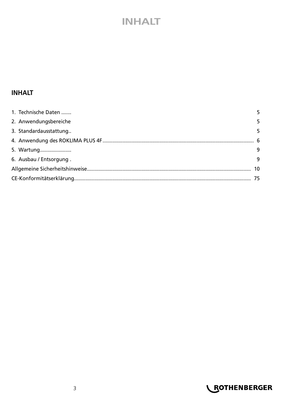 Inhalt | ROTHENBERGER ROKLIMA MULTI 4F User Manual | Page 3 / 80