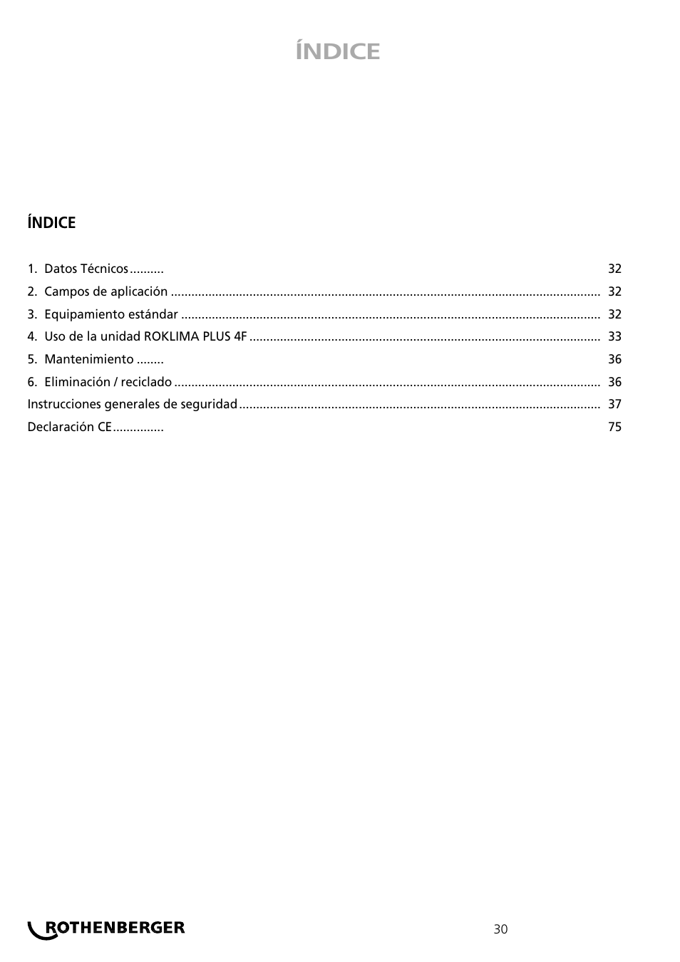 Índice | ROTHENBERGER ROKLIMA MULTI 4F User Manual | Page 30 / 80