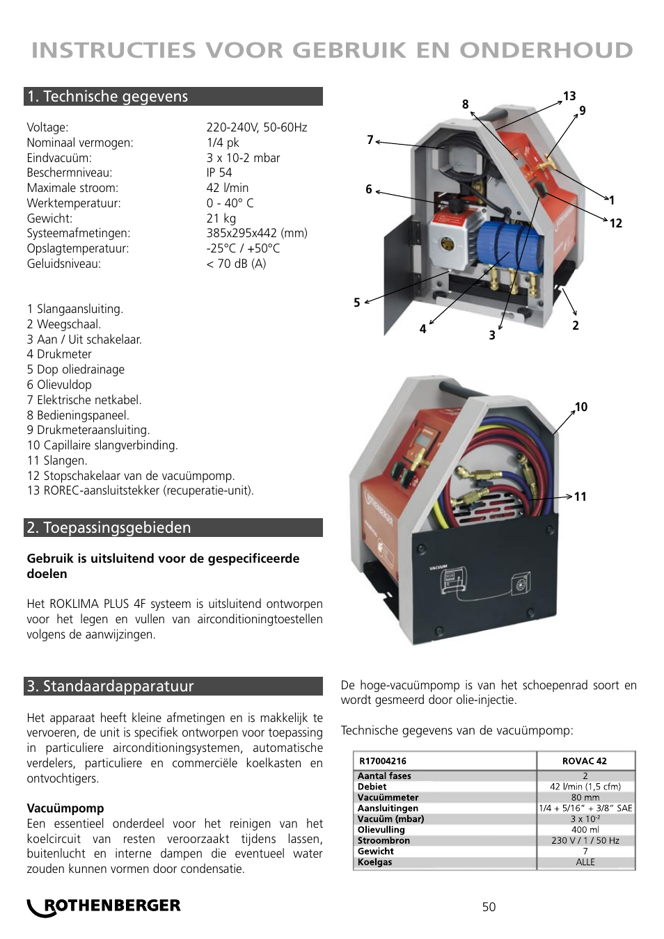Instructies voor gebruik en onderhoud | ROTHENBERGER ROKLIMA MULTI 4F User Manual | Page 50 / 80
