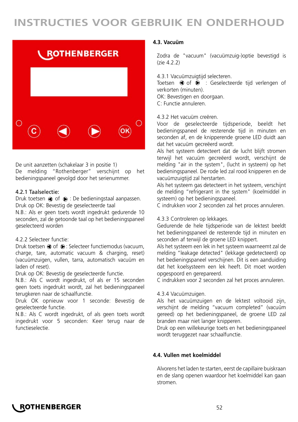 Instructies voor gebruik en onderhoud | ROTHENBERGER ROKLIMA MULTI 4F User Manual | Page 52 / 80