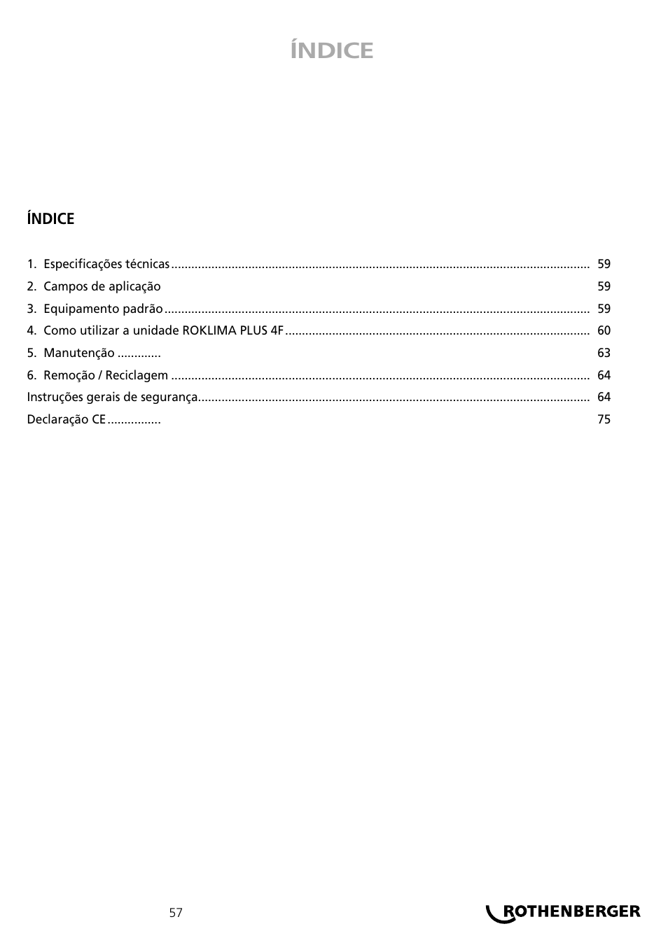 Índice | ROTHENBERGER ROKLIMA MULTI 4F User Manual | Page 57 / 80