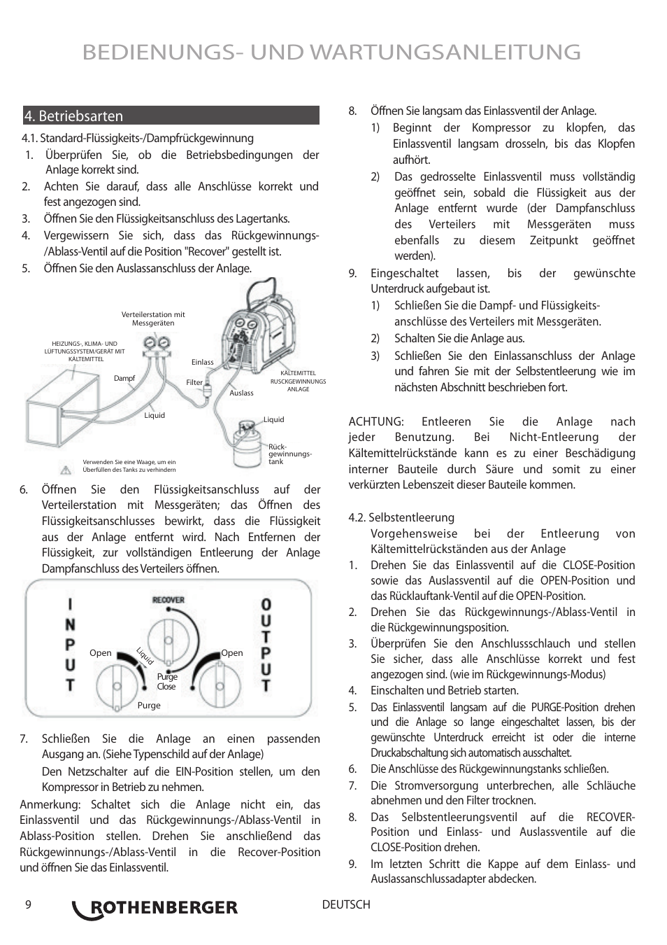 Bedienungs- und wartungsanleitung, Betriebsarten | ROTHENBERGER ROREC v.1 User Manual | Page 10 / 76
