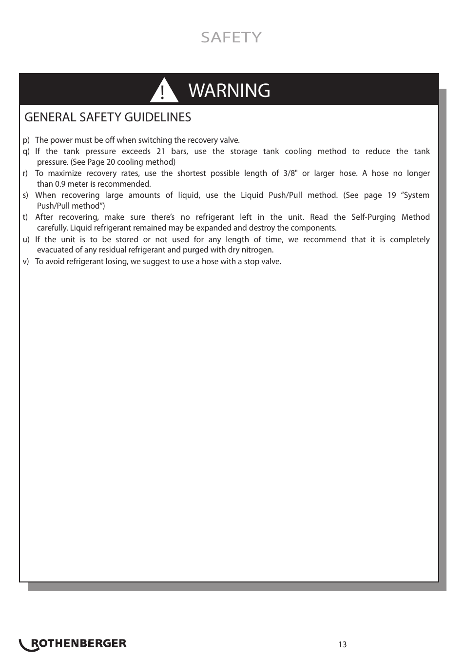 Warning, Safety, General safety guidelines | ROTHENBERGER ROREC v.1 User Manual | Page 14 / 76