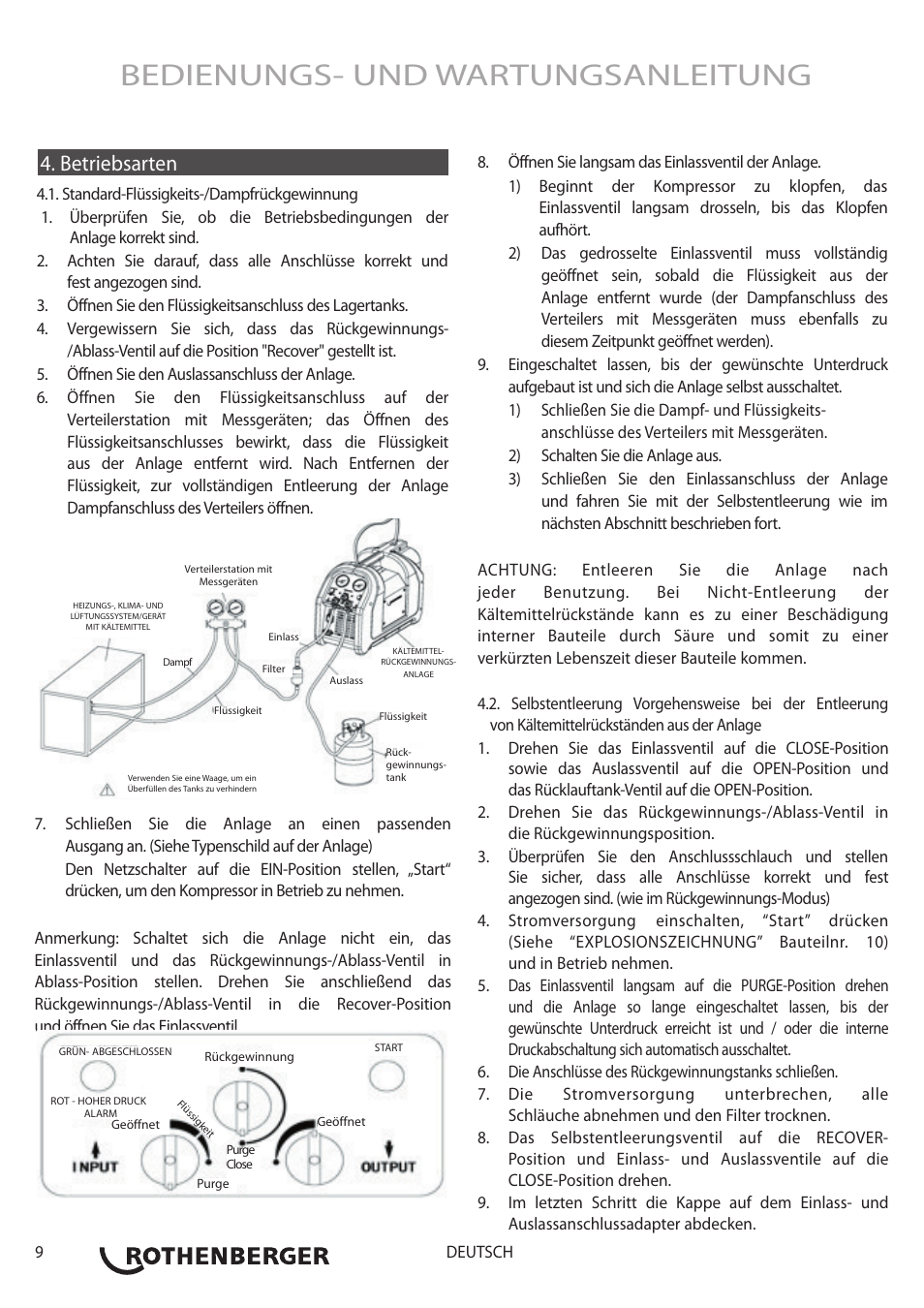 Bedienungs- und wartungsanleitung, Betriebsarten | ROTHENBERGER ROREC PRO v.1 User Manual | Page 10 / 77