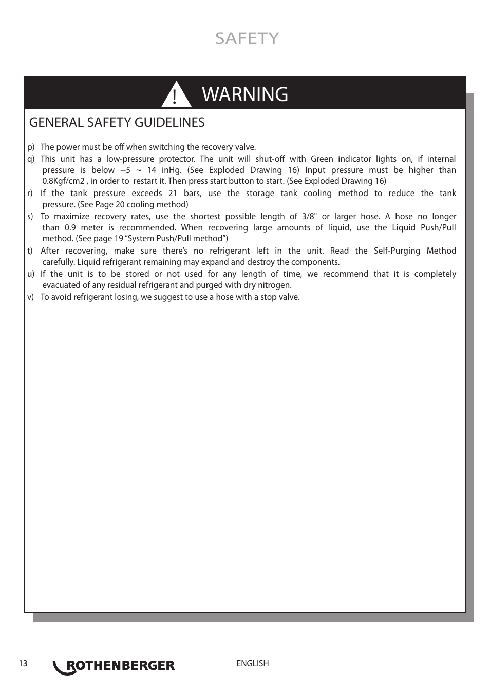 Warning, Safety, General safety guidelines | ROTHENBERGER ROREC PRO v.1 User Manual | Page 14 / 77