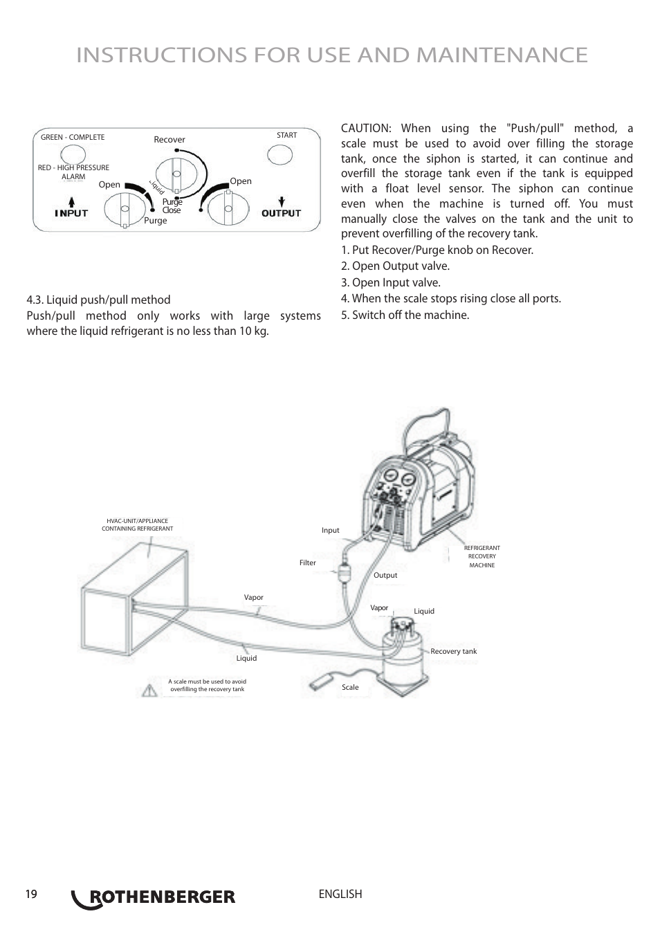 Instructions for use and maintenance, 19 deutsch 19 english | ROTHENBERGER ROREC PRO v.1 User Manual | Page 20 / 77