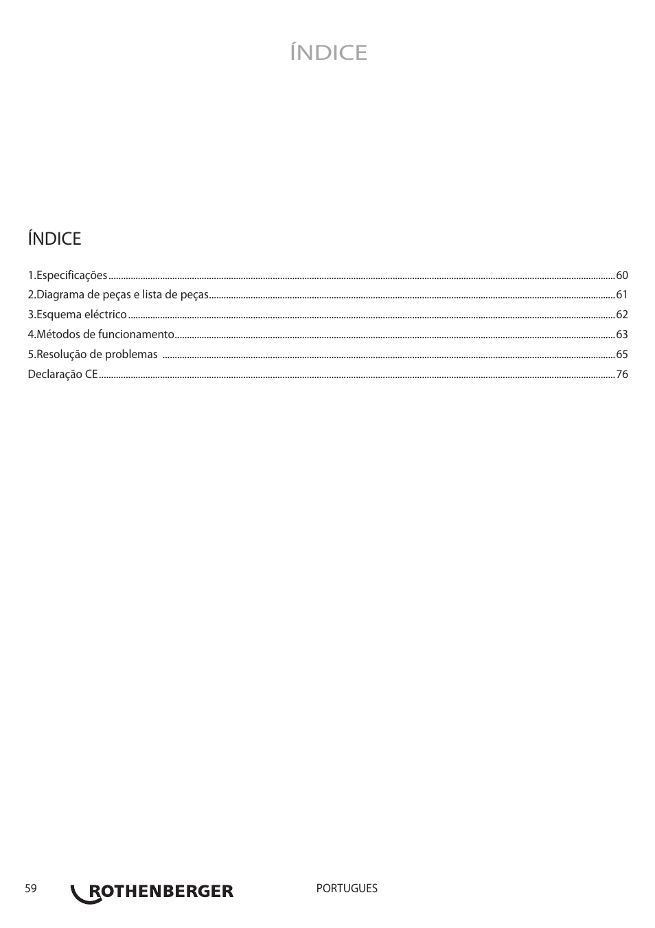 Índice | ROTHENBERGER ROREC PRO v.1 User Manual | Page 60 / 77