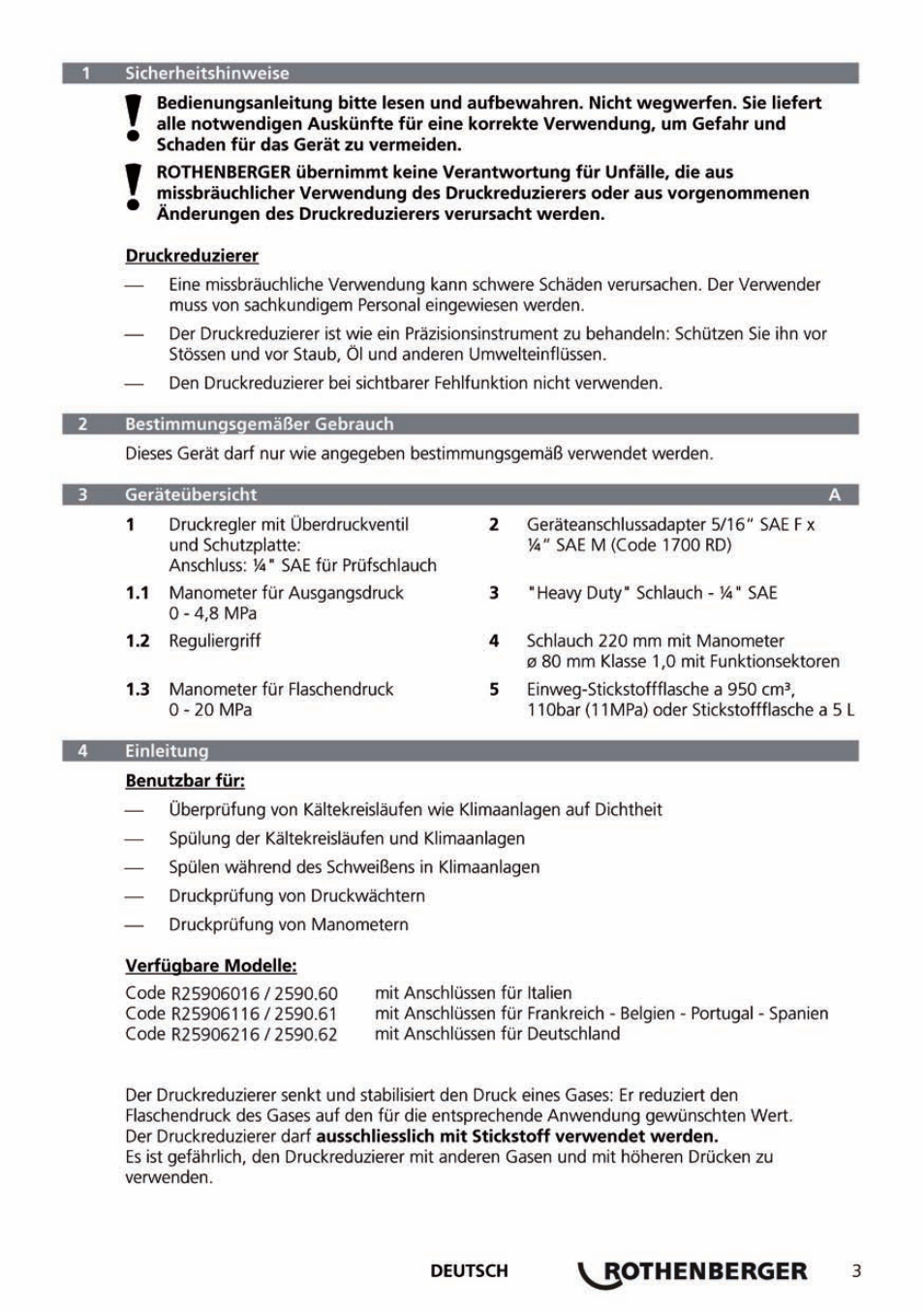 ROTHENBERGER Stickstoff-Set User Manual | Page 5 / 36