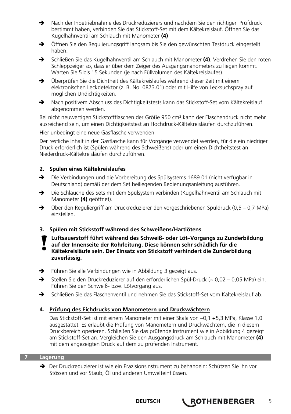 ROTHENBERGER Stickstoff-Set User Manual | Page 7 / 36