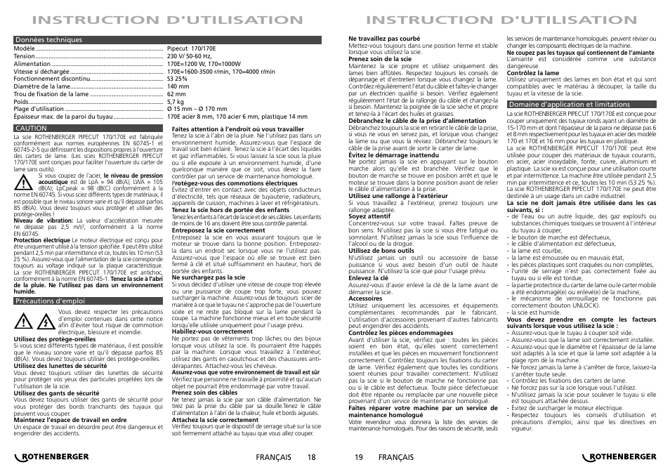 Instruction d'utilisation | ROTHENBERGER PIPECUT 170/170 E User Manual | Page 10 / 33